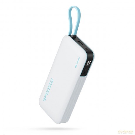 Powerbank Cuktech CUKP200NGLLG 55W 20000mAh z wbudowanym kablem USB-C - biały