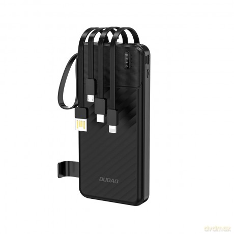 Powerbank Dudao K11 10000mAh z wbudowanymi kablami - czarny