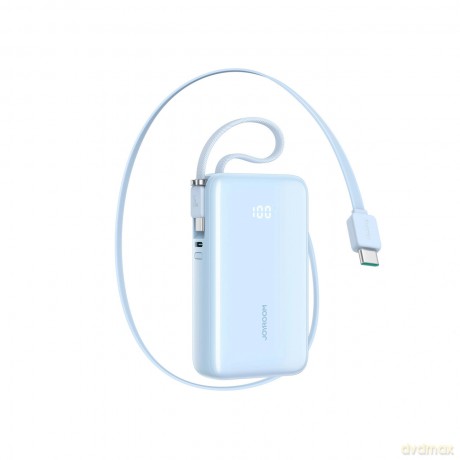 Powerbank Joyroom JR-PR2L 10000mAh 35W z wbudowanym zwijanym kablem USB-C i kablem-smyczą USB-C - niebieski