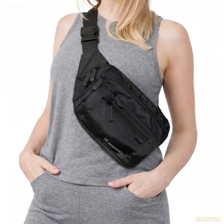Saszetka biodrowa Wozinsky WSB-W1 na ramię unisex regulowany pasek wodoodporna - czarna