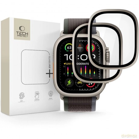 Szkło hartowane Tech-Protect 2-pack na Apple Watch Ultra 49 mm - srebrno-czarne