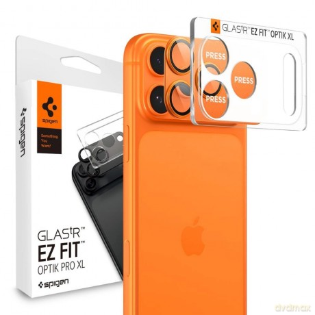 Szkło na obiektyw Spigen Optik Pro XL na iPhone 17 Pro Max - pomarańczowe