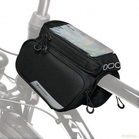 Wozinsky torba rowerowa na ramę + odczepiany pokrowiec na telefon do 6,5" 1,5l czarna (WBB7BK)