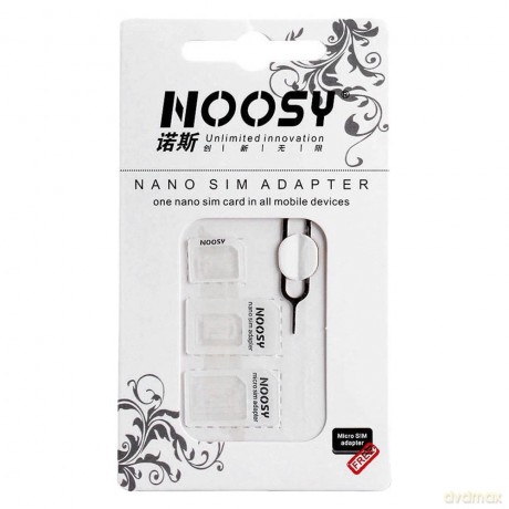 Zestaw adapterów Noosy do kart SIM + kluczyk - biały