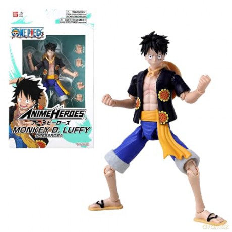 Bandai Anime Heroes One Piece Monkey D Luffy Dressrosa Version Action Figure 37007