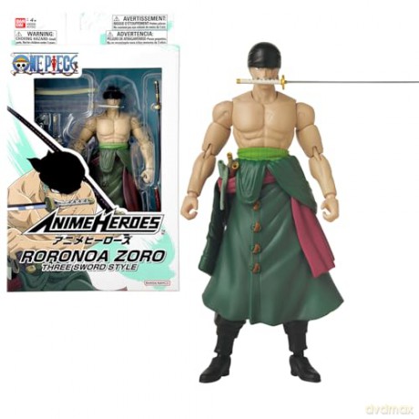 Bandai Anime Heroes One Piece Roronoa Zoro Three Sword Style Action Figure 37052