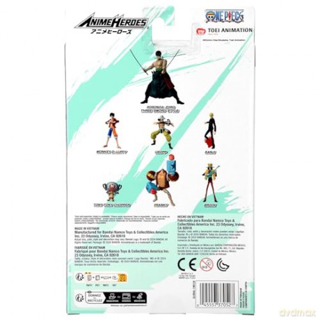 Bandai Anime Heroes One Piece Roronoa Zoro Three Sword Style Action Figure 37052