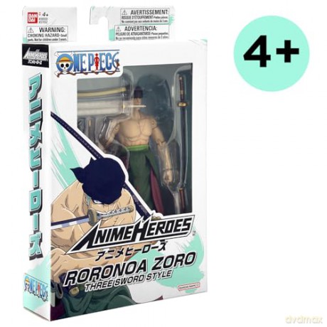 Bandai Anime Heroes One Piece Roronoa Zoro Three Sword Style Action Figure 37052