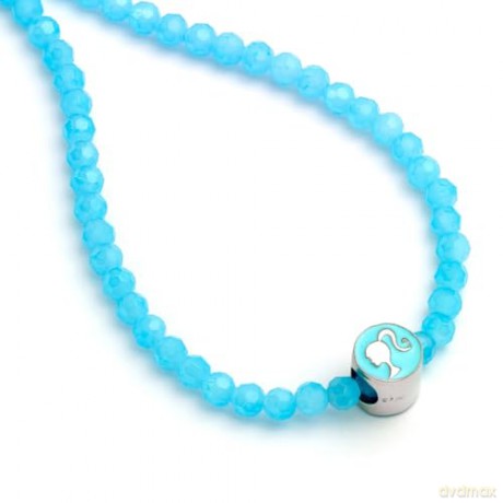 Carat Shop Barbie Blue bead necklace with round Barbie Bead Charm BMN00005