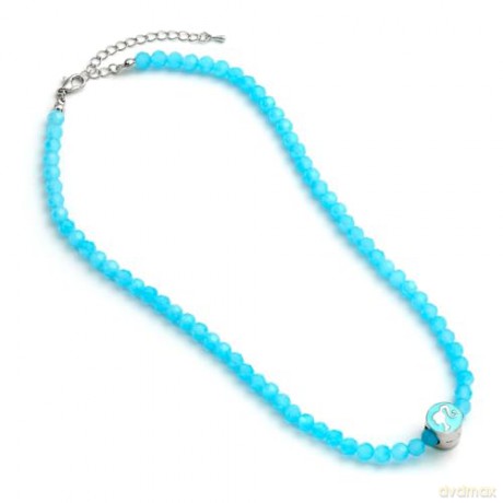 Carat Shop Barbie Blue bead necklace with round Barbie Bead Charm BMN00005