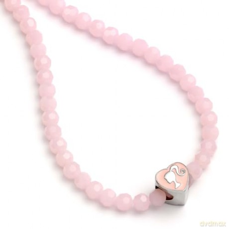 Carat Shop Barbie Pink Bead Necklace with Heart Shaped Bead Charm BMN00006