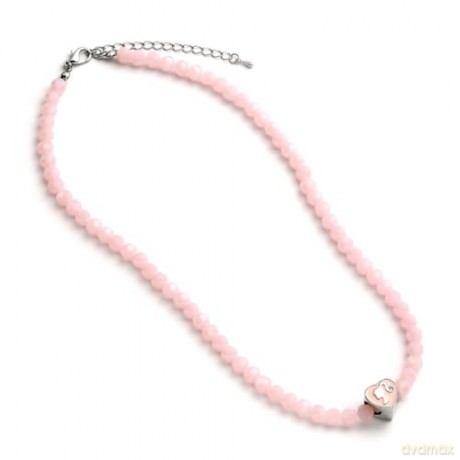 Carat Shop Barbie Pink Bead Necklace with Heart Shaped Bead Charm BMN00006