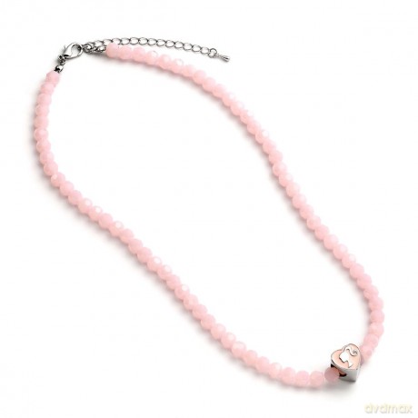 Carat Shop Barbie Pink Bead Necklace with Heart Shaped Bead Charm BMN00006