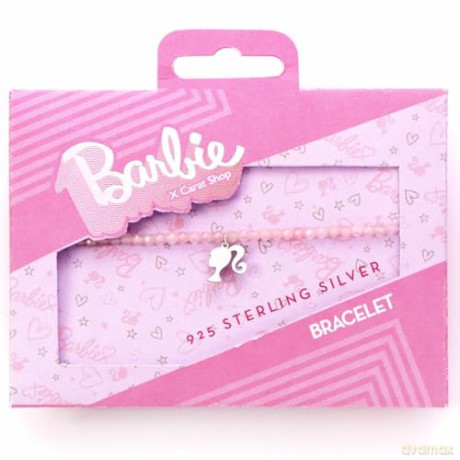 Carat Shop Barbie Sterling Silver Silhouette Charm Rose Quartz Bead Bracelet BMSB0018