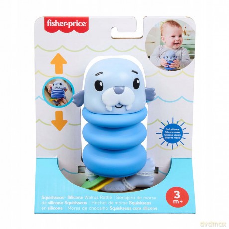 FisherPrice Squishseas Silicone Walrus Rattle JHB56