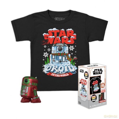Funko Pocket Pop Tee Child Disney Star Wars Holiday R2D2 Metallic Vinyl Figure T-Shirt S