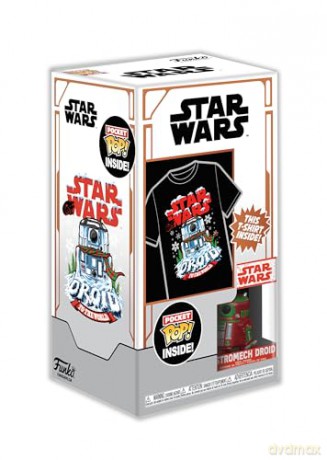 Funko Pocket Pop Tee Child Disney Star Wars Holiday R2D2 Metallic Vinyl Figure T-Shirt S