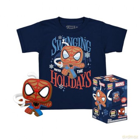 Funko Pocket Pop Tee Child Marvel Gingerbread SpiderMan Special Edition BobbleHead Vinyl Figure T-Shirt XL