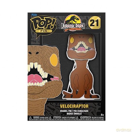 Funko Pop Jurassic Park 30th Anniversary Velociraptor Glows in the Dark Large Enamel Pin