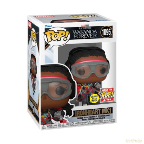 Funko Pop Tee Adult Marvel Black Panther Wakanda Forever Iron Heart Riri Williams Glows in the Dark BobbleHead Vinyl Figure and T Shirt S