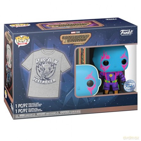 Funko Pop Tee Adult Marvel Guardians of the Galaxy Volume 3 Drax Blacklight Special Edition Vinyl Figure and T-Shirt M