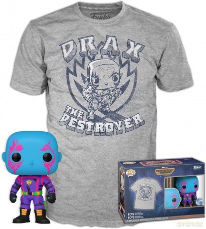 Funko Pop Tee Adult Marvel Guardians of the Galaxy Volume 3 Drax Blacklight Special Edition Vinyl Figure and T-Shirt M