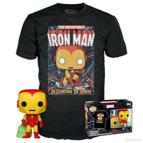 Funko Pop Tee Adult Marvel Holiday Iron Man Glows in the Dark Vinyl Figure T-Shirt M