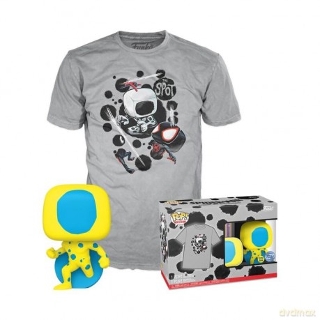 Funko Pop Tee Adult Marvel SpiderMan Across the SpiderVerse The Spot Blacklight Special Edition Glows in the Dark BobbleHead Vinyl Figure and T-Shirt S