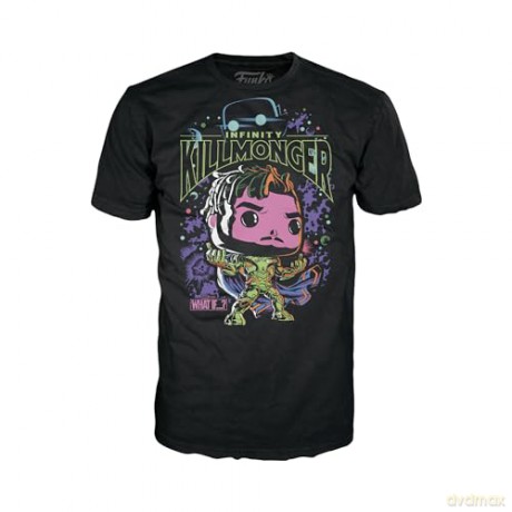 Funko Pop Tee Adult Marvel What If Infinity Killmonger Blacklight Special Edition BobbleHead Vinyl Figure T-Shirt L