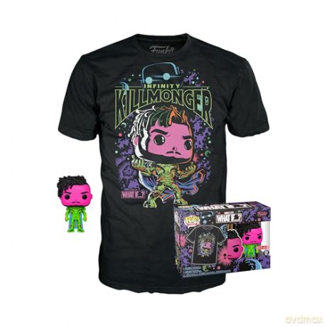 Funko Pop Tee Adult Marvel What If Infinity Killmonger Blacklight Special Edition BobbleHead Vinyl Figure T-Shirt M