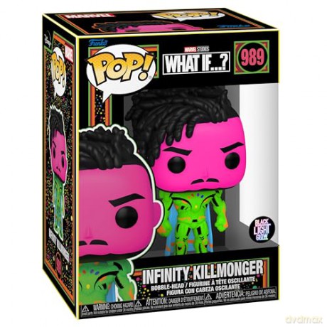 Funko Pop Tee Adult Marvel What If Infinity Killmonger Blacklight Special Edition BobbleHead Vinyl Figure T-Shirt M