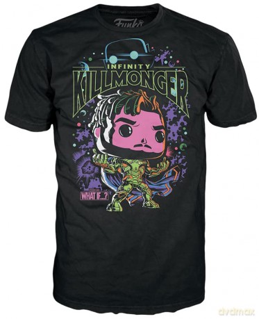 Funko Pop Tee Adult Marvel What If Infinity Killmonger Blacklight Special Edition BobbleHead Vinyl Figure T-Shirt S
