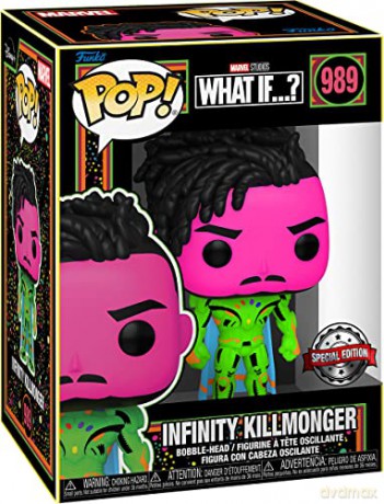 Funko Pop Tee Adult Marvel What If Infinity Killmonger Blacklight Special Edition BobbleHead Vinyl Figure T-Shirt S