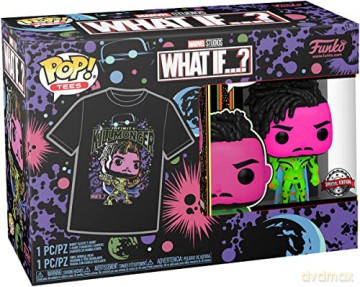 Funko Pop Tee Adult Marvel What If Infinity Killmonger Blacklight Special Edition BobbleHead Vinyl Figure T-Shirt XL