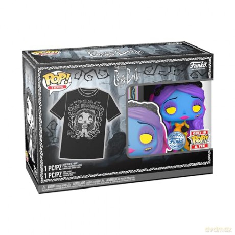 Funko Pop Tee Adult Tim Burtons Corpse Bride Emily Blacklight Vinyl Figure and T-Shirt L