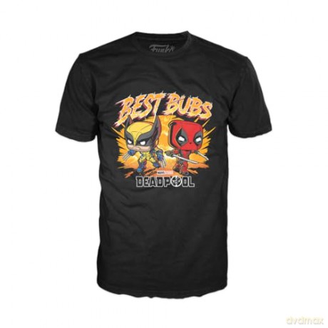 Funko Pop Tees Adult Deadpool Wolverine Deadpool Wolverine Best Bubs BobbleHead Vinyl Figure and T-Shirt L