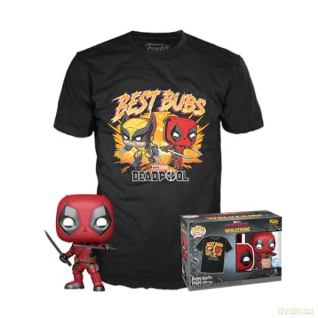 Funko Pop Tees Adult Deadpool Wolverine Deadpool Wolverine Best Bubs BobbleHead Vinyl Figure and T-Shirt XL