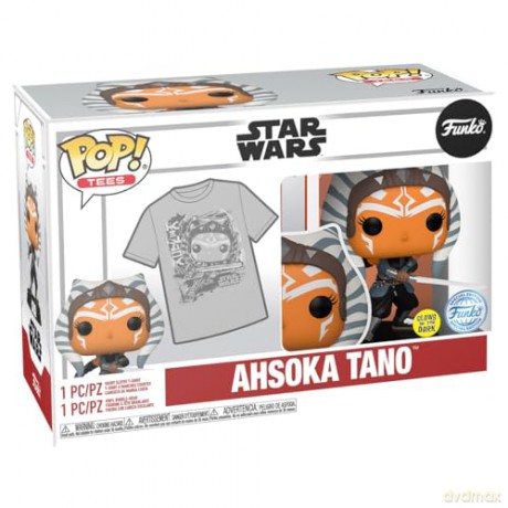 Funko Pop Tees Adult Disney Star Wars Ahsoka Tano Glows in the Dark BobbleHead Vinyl Figure T-Shirt M