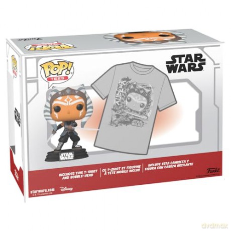 Funko Pop Tees Adult Disney Star Wars Ahsoka Tano Glows in the Dark BobbleHead Vinyl Figure T-Shirt M
