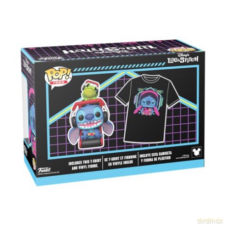 Funko Pop Tees Adult Lilo and Stitch Gamer Stitch with Frog Vinyl Figure and T-Shirt M