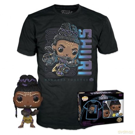 Funko Pop Tees Adult Marvel Black Panther Shuri Glows in the Dark BobbleHead Vinyl Figure T-Shirt S