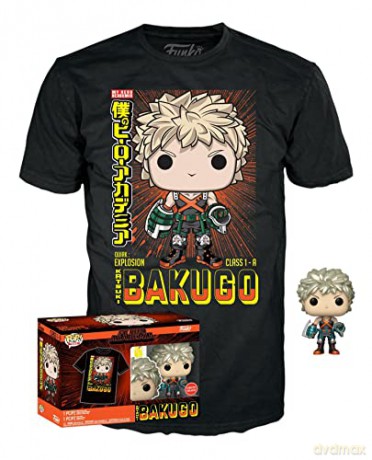 Funko Pop Tees Adult My Hero Academia Katsuki Bakugo Metallic Special Edition Vinyl Figure T-Shirt L