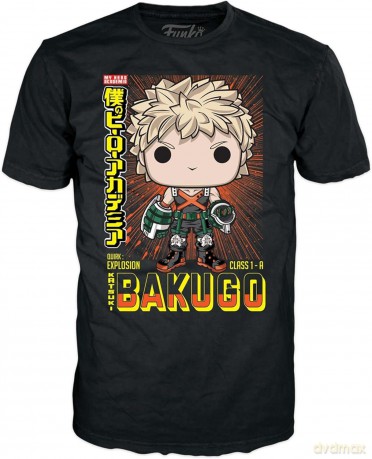 Funko Pop Tees Adult My Hero Academia Katsuki Bakugo Metallic Special Edition Vinyl Figure T-Shirt L