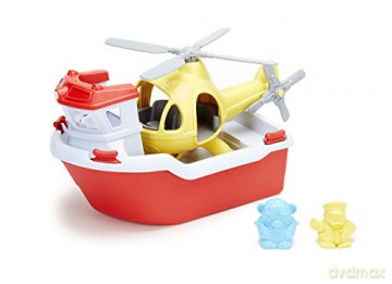 Green Toys Rescue Boat with Helicopter RBH11155