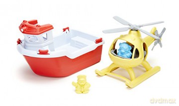 Green Toys Rescue Boat with Helicopter RBH11155