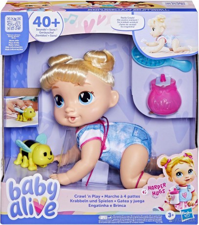 Hasbro Baby Alive Crawl n Play Harper Hugs Doll F9709