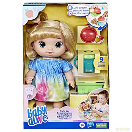 Hasbro Baby Alive Fruity Sips Apple Blonde Hair Doll F7356
