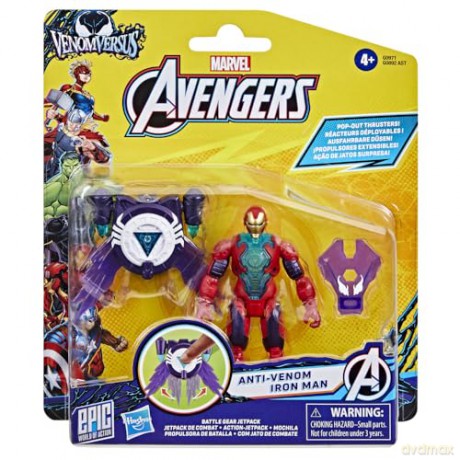 Hasbro Epic World Marvel Avengers Venom Versus Battle Gear Jetpack AntiVenom Iron Man 4 Action Figure G0971