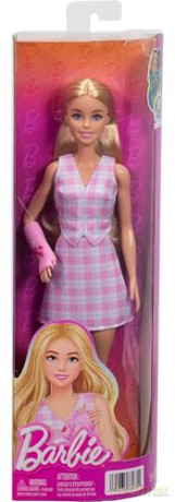 Mattel Barbie Fashionistas Pink Arm Cast and Plaid Top Skirt Blonde Doll JJN56