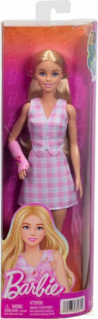 Mattel Barbie Fashionistas Pink Arm Cast and Plaid Top Skirt Blonde Doll JJN56